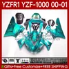 Kit de carrosserie pour Yamaha YZF-1000 YZF-R1 YZF1000 YZFR1 00 01 02 03 Body 83NO.151 YZF R1 1000CC 2000-2003 YZF 1000 CC R 1 2000 2003 2003 Catériel Cyan Glossy Glossy