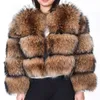 Maomaokong 겨울 여성의 진짜 모피 코트 자연 너구리 모피 재킷 고품질 모피 라운드 넥 따뜻한 여자 자켓 210816