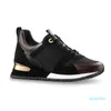 Fashion-Men Run Away Sneakers Toppkvalitet Kvinnor Skor Kalv Läder Mesh Blandad Färg Trainer Runner Skor Unisex Tennis Skor