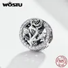 WOSTU Spring Flower Rose Beads 925 Sterling Silver Clear CZ Charm Fit Bracciale originale Ciondolo Gioielli in argento 925 fai-da-te CQC1189 Q0531