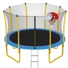 12FT Trampoline for Kids with Safety Enclosure Net, Basketball Hoop and Ladder, Easy Assembly Round Outdoor Recreational Trampolinesa50