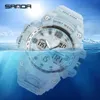 SANDA Sports Quartz Men's Watch Calendar Chronograph Luminous LED Digital Display Men's Waterproof S Shock Multifunctional Watch G1022