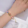 Banhado ouro Pulseira Pulsera Boho Olhos do Diabo Colorido Charme Ajustável Polímero De Argila Vinil Heishi Beads Braceletes