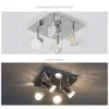 AC85-240V Modern Square 4 Way Chrome Adjustable LED Ceiling Spotlight Kitchen Living Room Bedroom GU10 12W