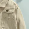 0-7Y秋のファッション子供女の子男の子のデニムジャケット5色の固体長袖シングルブレストポケットコート211204