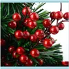 Decorative Wreaths Festive Party Supplies Home & Garden20Pcs Artificial Red Berries Fake Flowers Fruits Berry Stems Crafts Floral Bouquet Fo