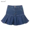 Seksowny Denim Plisowany TRAF Wysokowydawki Spódnice Kobiet E Girl Y2K Gothic Odzież Vintage Ladies Harajuku Dżinsy Spódnica NW3631V0F 210712