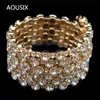 Mode 3/6 Rijen Crystal Gold Verzilverd Armbanden Armbanden voor Dames Rhinestone Stretching Bangle Bovenarm Bracelet Jewelr Q0719