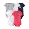 Baby Romper 5-Piece / Lot Baby Jumpsuit Cotton BoyGirls Kläder Kortärmad Sommar Striped Nyfödd Ropa Bebe Kläder 0-24m 362 Y2