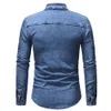 Lente herfst hoge kwaliteit denim shirt mannen casual lange mouwen fit slim persoonlijkheid pocket zwart blauw plus size 3XL 210721