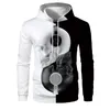 designerMens Hoodies Heren Sweatshirts Lange Mouw Kap Half Zwart Wit Cool Plain Skull Hoddies Mannen Patchwork Sweatshirt Mannelijke Hoody