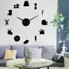 Horloges murales Instruments de couture outils géants de l'horloge de bricolage concepteur miroir effet d'art décoration de salle d'art 3D montre sans cadre