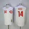 Men Retror 1969 1976 Vintage Baseball 14 Pete Rose Jersey Flexbase Cool Base Pullover Team Red White Black Grey Stitched High Quality