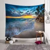 Tropical Palm Tree Leaves Tapestry Wall Hanging Seaside Sunset Landscape Tapestries Yoga Beach Towel/Mat Bohemian Decor for Home 210609