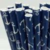 Vit Ankare Navy Paper Straws Marine Bröllop Barn Födelsedag Baby Shower Party Decoration 353 R2