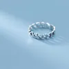 genuien 925スターリングシルバーシンプルな中空女性のための積み重ね可能な心のリングのためのミニマリズムファインジュエリー210707