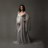 Sexy V neck Pregnancy Dresses Maternity Shoot Dress Photography Pregnant Women Maxi Maternity Gown Photo Props Grey Orange