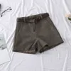 Heliar Wide Leg Wollen Casual Hoge taille met riemen Elegante Wol Shorts voor Dames Herfst 210301