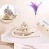 Jouet en bois pour chat multicouche rotatif jeu de balle tourne-disque pour animaux de compagnie interactif intellectuel drôle grattoir s 211122