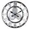 壁の時計ハンドメイド3Dレトロクロックビンテージギア木製サートローマ数字デザインホームリビングルーム装飾7070039