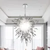 Modern estilo de prata coral candelabros cadeia pingente de luz luminária hotel mão soprada lâmpada lâmpada de vidro aceitar personalização