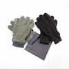 Модные зимние перчатки с пятью пальцами, флисовые перчатки для улицы, женские, с сенсорным экраном, из кроличьей шерсти, теплая кожа для мужчин и женщин6820012