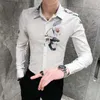 Designer Koszulki Koszulki Mężczyźni Z Długim Rękawem Koszulka Casual Slim Fit Streetwear Social Social Shirt Mens Formal Sukienka Koszulki Koszulki Homme 210527