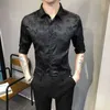 Chemise en soie de luxe Hommes Slim Fit Chemise décontractée à manches courtes Homme d'affaires Chemises formelles Social Streetwear Camisa Masculina 210527