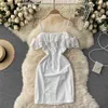 Beading Spaghetti Strap Off Shoulder Ruffles Mini Bodycon Dress Women Summer Sexy Party White Black Chic Vestidos 210603