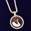 На заказ Po вращающийся двусторонний медальон кулон ожерелье 4 мм теннисная цепочка с цирконием мужские ювелирные изделия в стиле хип-хоп 2x1 65 дюймов253e