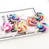 10pcs spiral regnbåge polymer lera cabochons skönhet kawaii lollipop godis flatback för diy telefon dekoration y0910