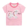 Hoppmätare Baby T-shirts för sommarflickor Bomullkläder Tecknad hästtryck Söt barns tees Toddler Toppar 210529