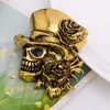 Булавки брошь Javrick Design Punk Vintage Rose Brooch серебряный антикварный череп на Хэллоуин на Хэллоуин/Вечеринка/Праздник Kirk22