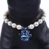 Collari per cani Guinzagli Cat Pet Collana di perle Collare Strass Charm Ciondolo Cucciolo Accessori Gioielli 5 Taglie 2 Colori