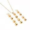 Colliers et boucles d'oreilles avec pendentif en perles givrées pour femmes et adolescentes, ensemble de bijoux avec boules rondes en or, cadeaux de fête