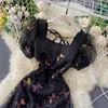 Neploe vestido elegante mulheres 2021 verão robe preto borboleta lantejoulas vestidos doces meninas puff manga curta magra encaixe gaze vestidos y0823