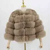 ピンクジャワQC1801無料の本物の毛皮のコート女性冬の厚いジャケット短い卸売本物のスリーブ211220