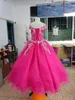 2021 Kızlar Parti Elbiseler Pageant Toddler Soğuk Omuz Organze Boncuklu Kristal Özel Durum Çiçek Kız Elbise Düğün Mezuniyet Abiye giyim Çocuklar için
