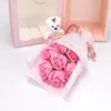 7st / set Soap Flower Gift Valentine Day Mors dagblomma present med björn och en paketpaket