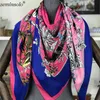 130*130cm Foulards Pour Femmes Floral Imprimé Foulard En Soie Grand Carré Foulards Femme Bandana Mode Hijab Foulard Châles Q0828