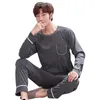 Plus Größe 5XL Männer Pyjamas Homewear Herbst Baumwolle Pyjamas Set mit Hosen Männliche Nachtwäsche Langarm Baumwolle Hause Kleidung für Männer T200813