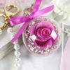 Eternal Flower Keychain Clear Acrylic Ball Transparent Sphere 5cm Rose Key Ring Valentines Present Bröllop Favoriter