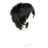 Anime Morte Nota L Cos Wig Mens L.Lawliet Curto Calor Resistente ao Caluco Peluca Cosplay Traje S + Cap Y0913