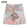 ELFSACK x NEIMY Harajuku Witch Print Lässige Wildleder Damen Miniröcke, Herbst ELF Vintage Hohe Taille, Korean Girly Daily Bottom 210309