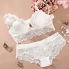 Varsbaby Europe And Sexy Lace Thin Cup Bra Set Underwear For Women B C Cup 210623