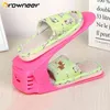 5/10pcs Shoe Rack Plastic Adjustable Colorful Shoes Storage Organizer Space Saving Double Layer Footwear Support Stand 210811