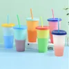 Colors Changing Cups Candy Color Drinks Tumblers Straws Water Bottle Reusable cold drink cup magic Coffee mug sea sending T9I001196