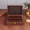 Watch Boxes & Cases Wooden Box Holder Storage Display Organizer Luxury Retro Solid Casket Leather Dustproof Glass 12 Epitopes Watches Case 5558