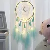 Dekorative Objekte Figuren LED Lampe Fliege Wind Glockenspiele Beleuchtung Dream Catcher handgefertigte Geschenke Dreamcatcher Feather Anhänger Roma7168469