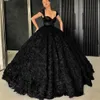 Wedding Dresses Bridal Gowns Brides Wear Full Length 3D Rose Flowers Black Burgundy Red Lace Up Back vestido de noiva